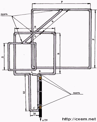 Антенна тройной квадрат из одного куска провода