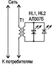 Индикация подключения электроприборов к сети 220 вольт