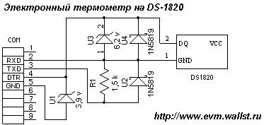 Электронный термометр на микросхеме DS18B20