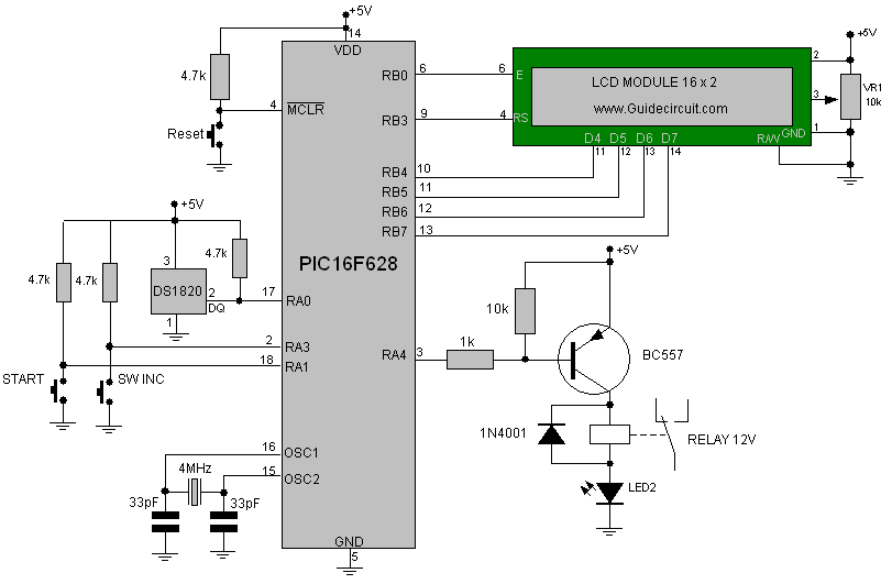 Цифровой термостат на микроконтроллере PIC16F628