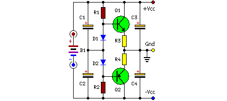 How to build Discrete Virtual Ground Circuit - circuit diagram