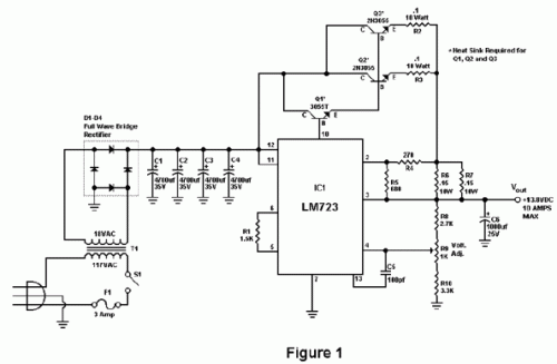 How to build 10 Amp 13.8 Volt Power Supply - circuit diagram