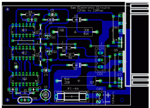 How to build 12Vdc to 220Vac 50W Converter - circuit diagram