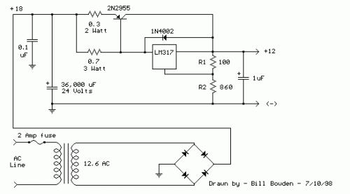 How to build LM317T Voltage Regulator with Pass Transistor - circuit diagram