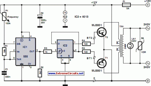 How to build Cheap 12V to 220V Inverter - circuit diagram