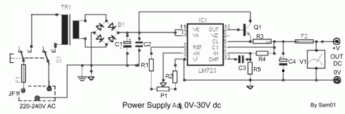 How to build Power Supply Adjustable 0V-30V DC/2A - circuit diagram