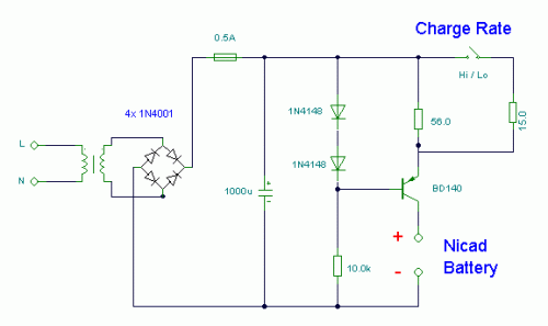 How to build Nicad Battery Charger - circuit diagram