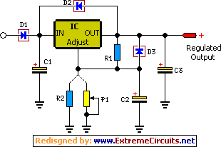 How to build Adjustable 1.3-22V Regulated Power Supply - circuit diagram