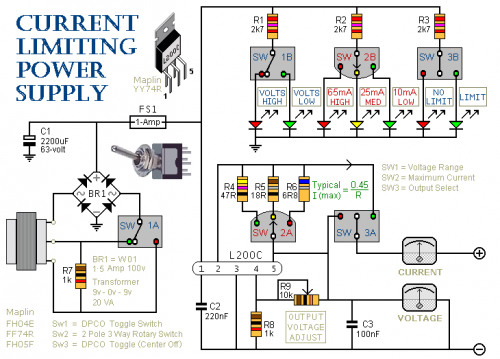 How to build A Current Limiting Bench Power Supply - circuit diagram
