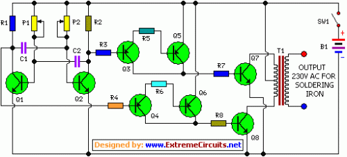 How to build Inverter Circuit For Soldering Iron - circuit diagram