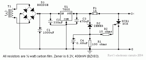 How to build TTL Power Supply with ‘Crowbar’ protection - circuit diagram
