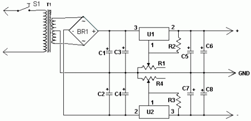 How to build Dual Polarity Power Supply - circuit diagram
