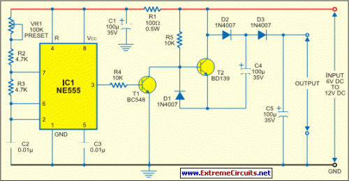 How to build Low-Power Voltage Doubler (Booster) - circuit diagram