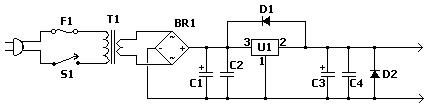 How to build Fixed Voltage Power Supply - circuit diagram