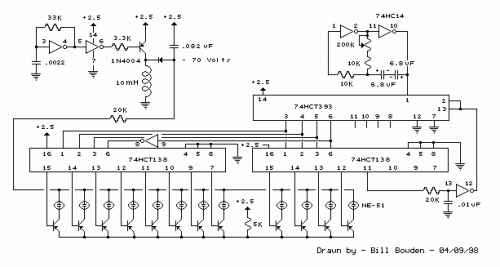 How to build 12 Stage Neon Sequencer (NE-2 / NE-51) - circuit diagram