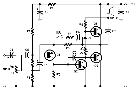 How to build Mini-box 2W Amplifier - circuit diagram