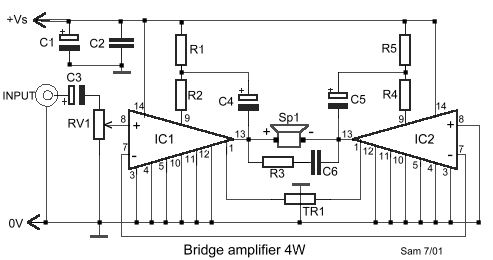 How to build Collection of Little Bridged Power Amplifiers - circuit diagram