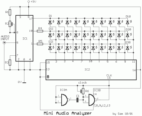 How to build Mini Audio Analyzer - circuit diagram