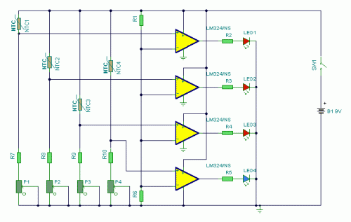 How to build Hot Water Level Indicator - circuit diagram