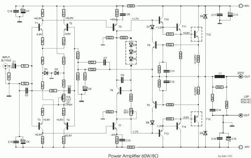 How to build Power amplifier 60W/8Ω - circuit diagram
