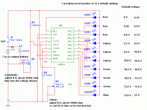 How to build Simple but reliable car battery tester - circuit diagram