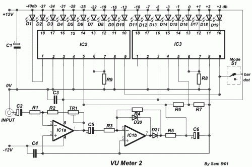 How to build VU Meter 2 - circuit diagram
