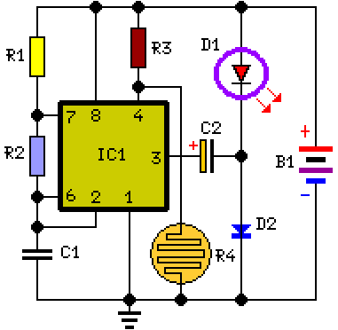 How to build Battery Powered Night Lamp - circuit diagram