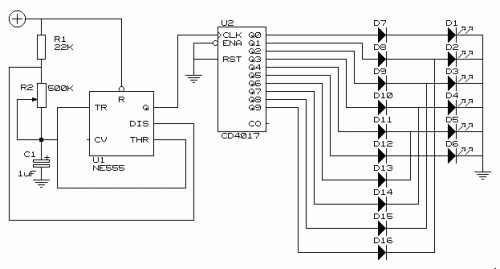 How to build Knightrider lights for model cars - circuit diagram