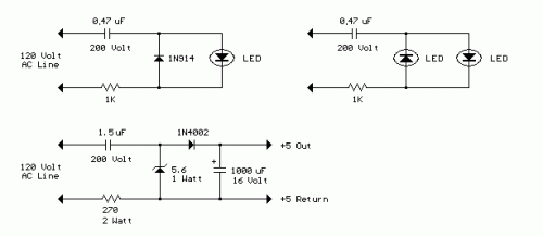 How to build AC Line powered LEDs - circuit diagram