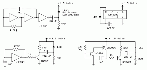 How to build 1.5 Volt LED Flashers - circuit diagram