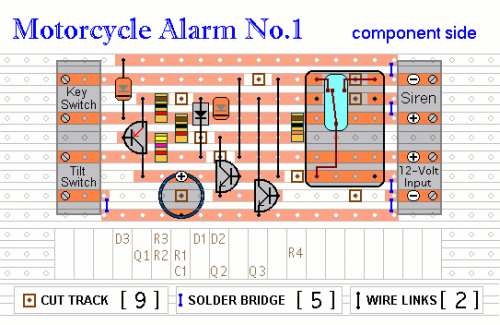 How to build A Transistor Based Motorcycle Alarm - circuit diagram