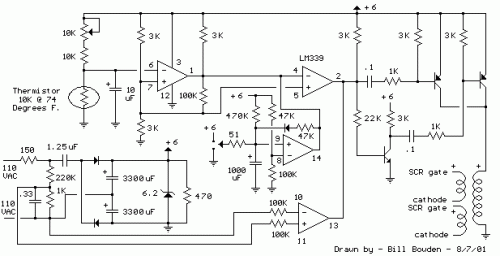 How to build Thermostat for 1KW Space Heater (SCR controlled) - circuit diagram