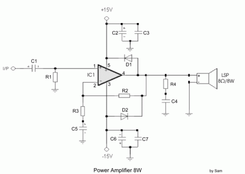 How to build Power Amplifier 8W - circuit diagram