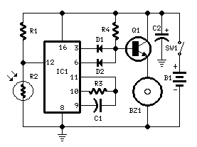 How to build Fridge door Alarm - circuit diagram
