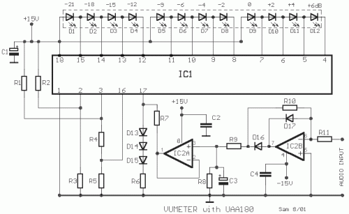 How to build VU Meter 5 with UAA180 - circuit diagram