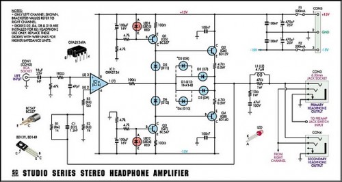 How to build Studio Series Stereo Headphone Amplifier - circuit diagram