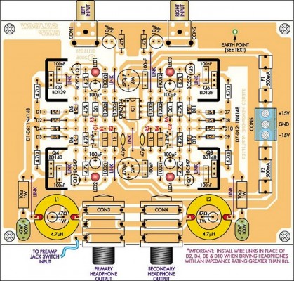 How to build Studio Series Stereo Headphone Amplifier - circuit diagram