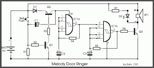 How to build Melody Door Ringer - circuit diagram