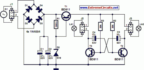 How to build LED Bike Light Circuit Project - circuit diagram