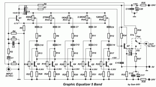 How to build 5 Band Graphic Equalizer - circuit diagram