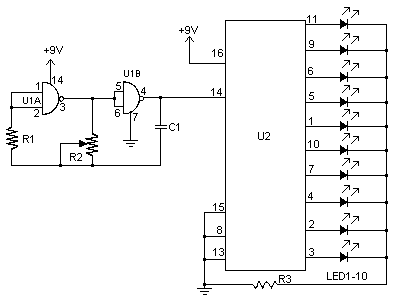 How to build LED Chaser - circuit diagram