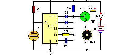 How to build Fridge Door Alarm Circuit - circuit diagram