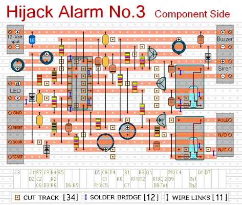 How to build Vehicle Anti-Hijack Alarm No3 - circuit diagram