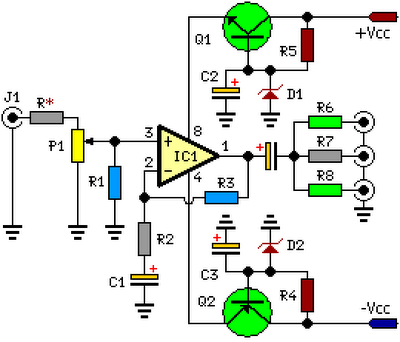 How to build Three Channel Audio Splitter - circuit diagram
