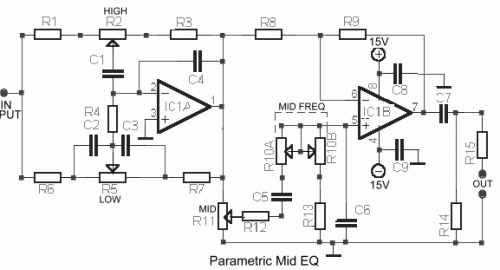 How to build Equalizer with Parametric Mid - circuit diagram