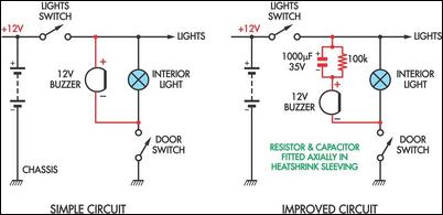 How to build Simple Headlight Reminders - circuit diagram