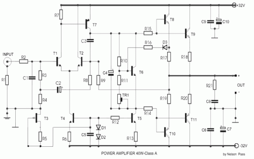 How to build Power Amlifier 40W Class A - circuit diagram