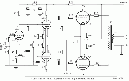 How to build Tube Power amp Dynaco ST-70 - circuit diagram
