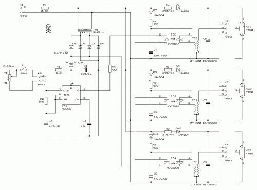 How to build Triple Stroboscope - circuit diagram