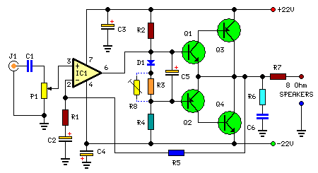 How to build 18watt Audio Amplifier - circuit diagram